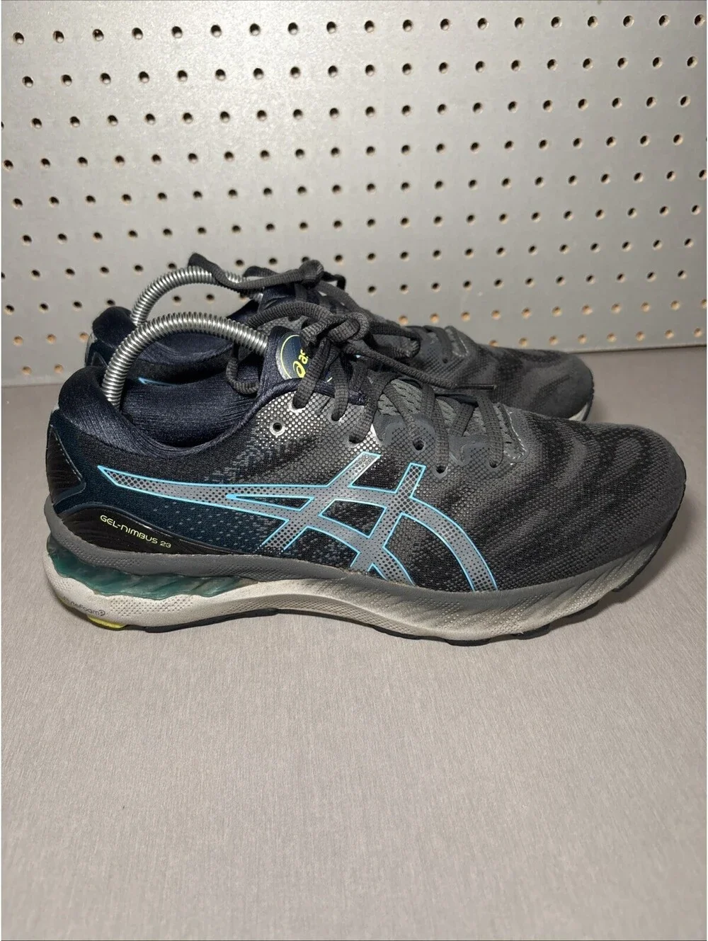 ASICS GEL-Nimbus 23 Running Shoes Mens Sz 10 Wide Black Gray Grey Blue Sneakers